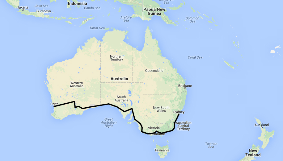 Australia en bici, viajar en bici, mapa de australia en bici